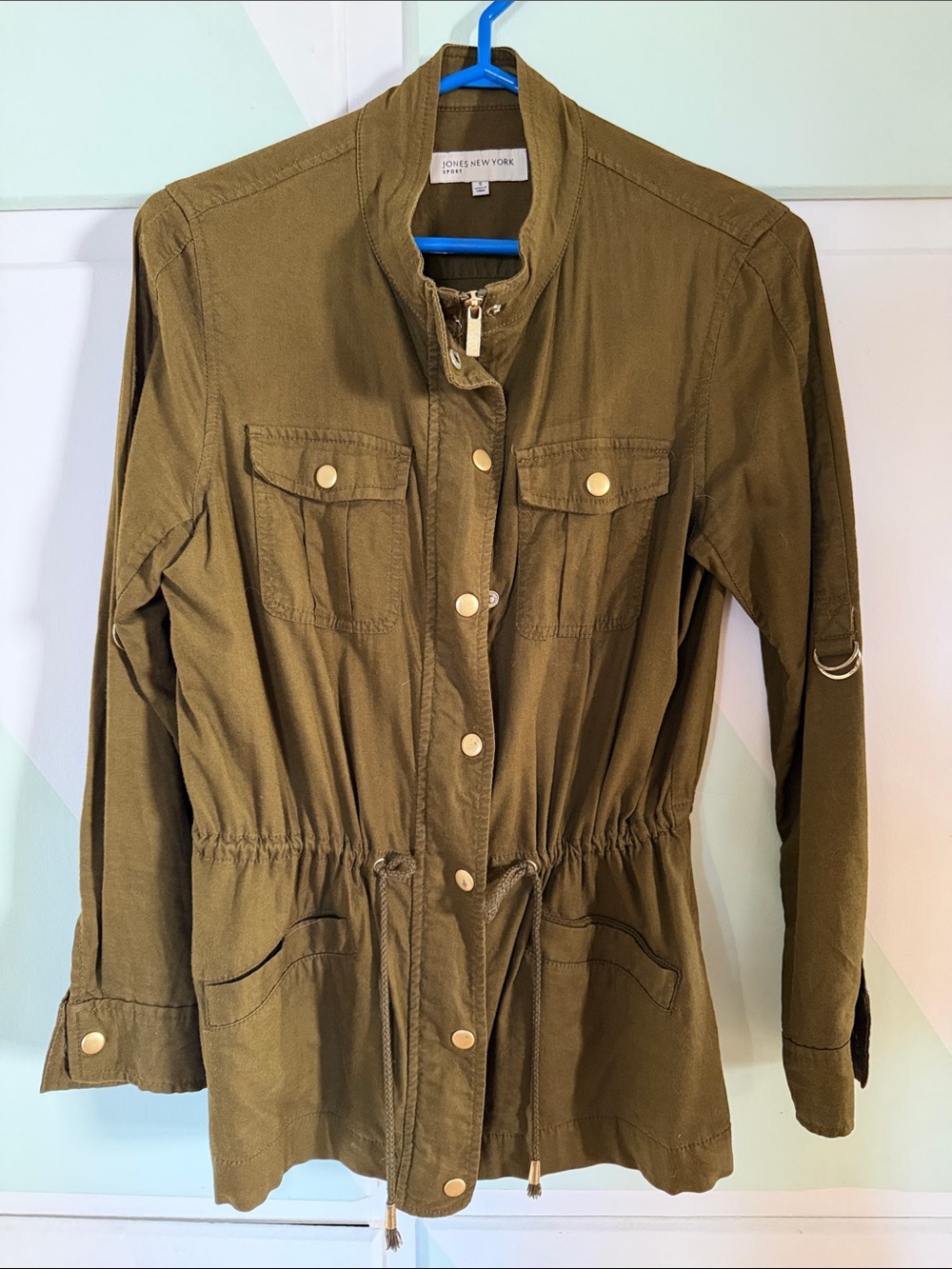 Jones New York Olive Green Utility Jacket with Drawstring Waist